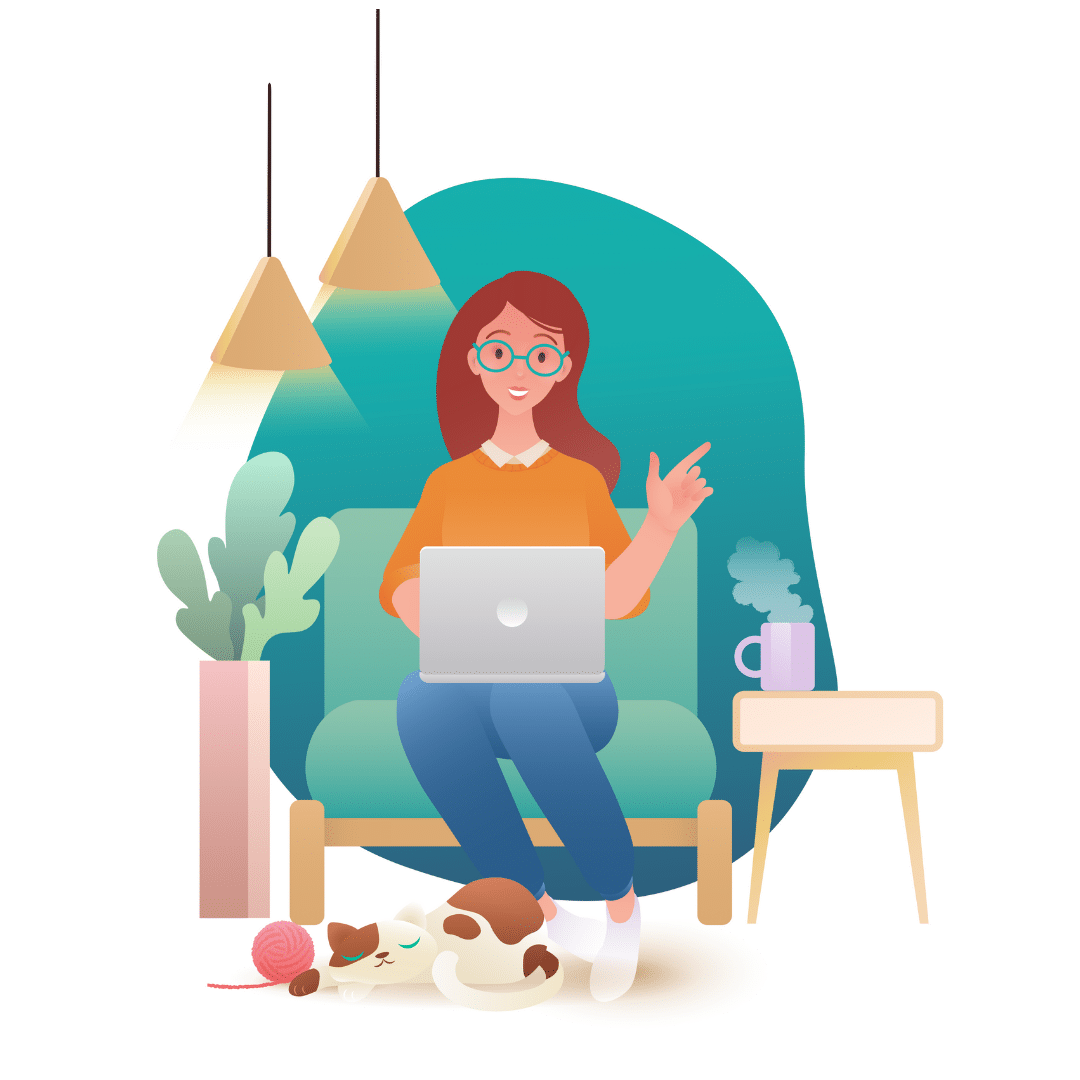 lady sitting on her laptop image