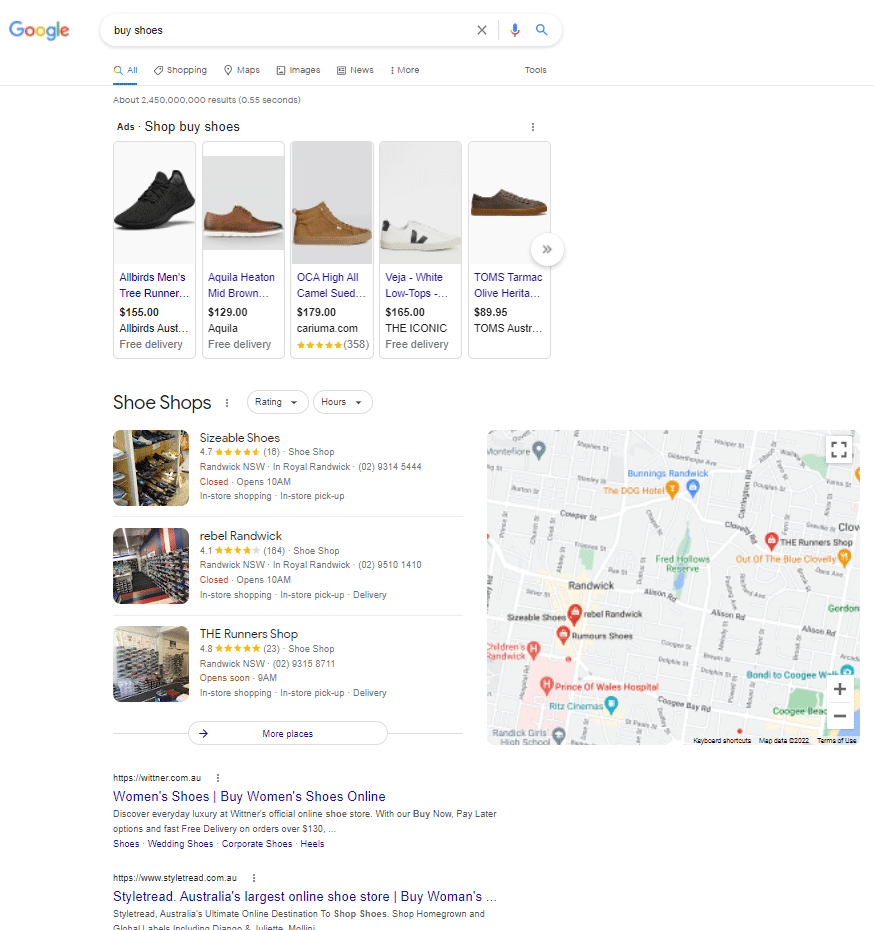 buy shoes seo google