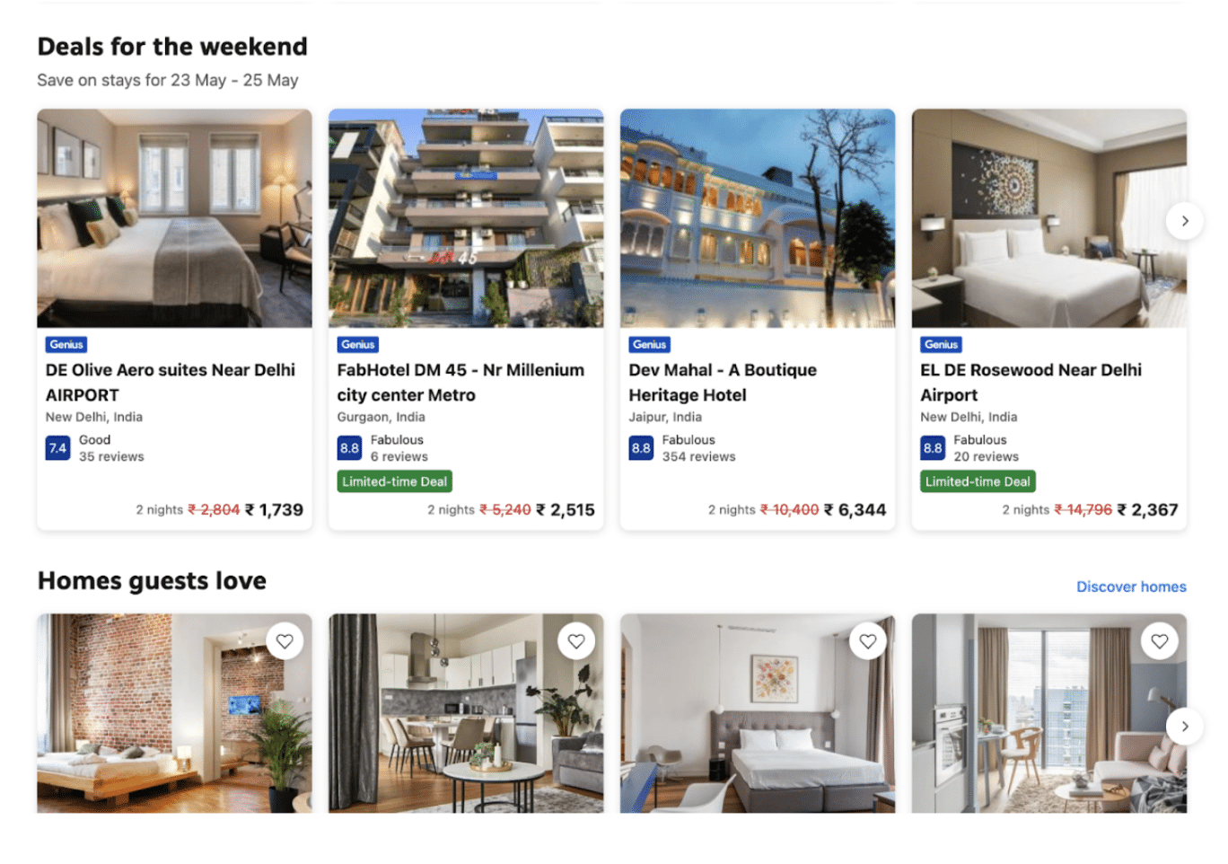 Booking.com landing page